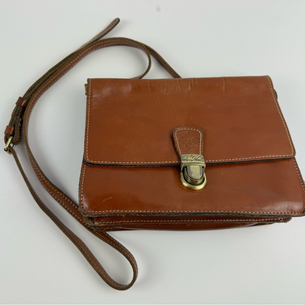Patricia Nash Lanza Leather Crossbody Bag - Positano Limon (Lemon) Full-Grain Leather